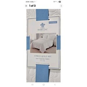 Simply‎ Shabby Chic White Rose 3-Piece Quilt Set Full/Queen